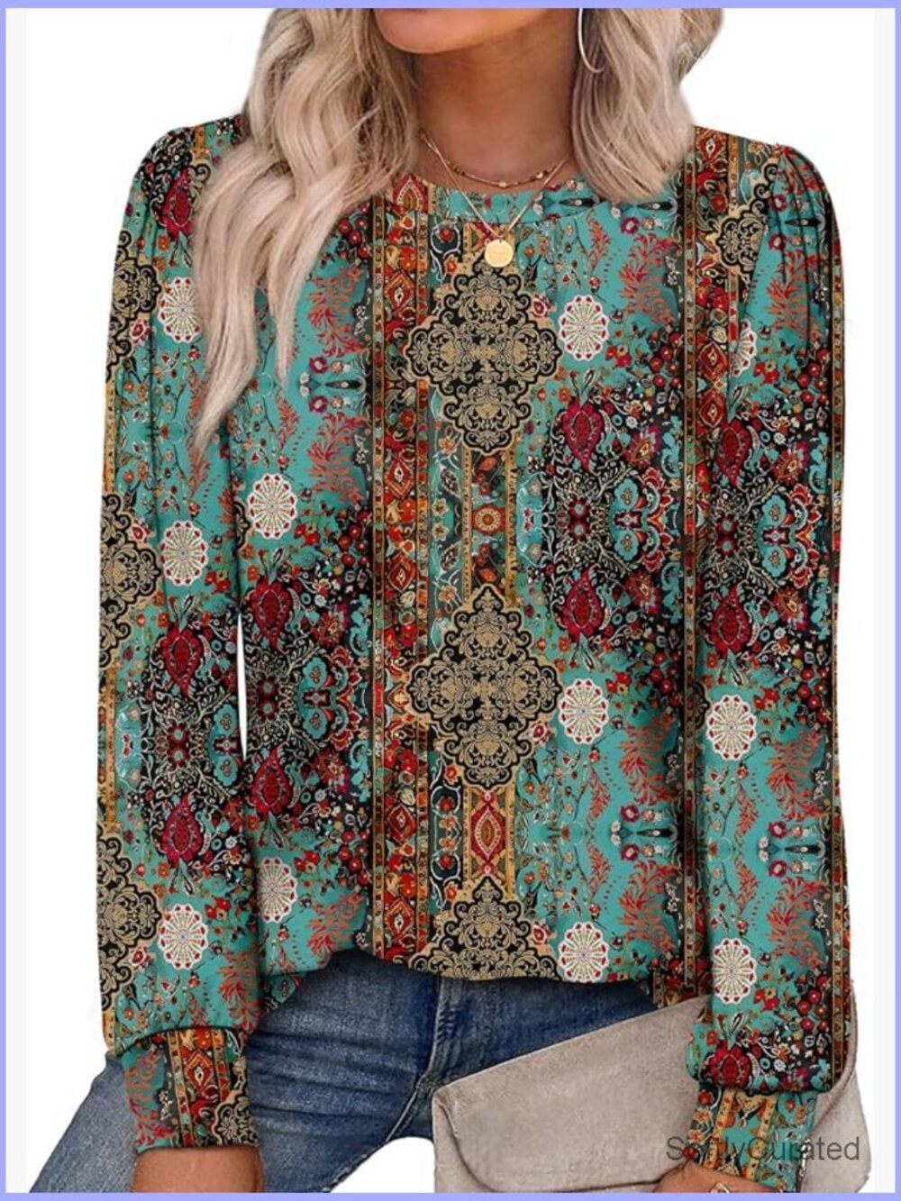 Long Sleeve Tunic Top Crewneck Blouse Loose Fit Casual